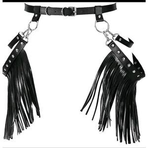 New Without Tags Black Cowboy Festival Fringe Belt 30" To 40"
